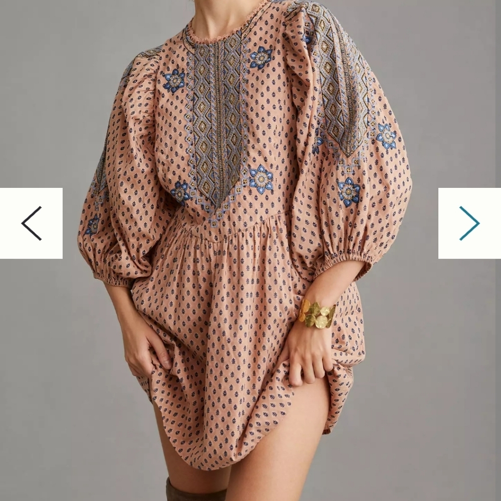 Anthropologie Embroidered Top with Blue and Gold Accents - Picture 8 of 11